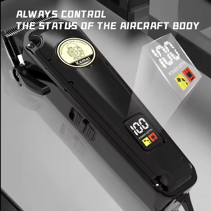 Kemei KM-2372 Kabelloser Elektrischer Herren-Trimmer in Schwarz mit Lithium-Akku und verstellbarer Schneidefunktion - Bild 2
