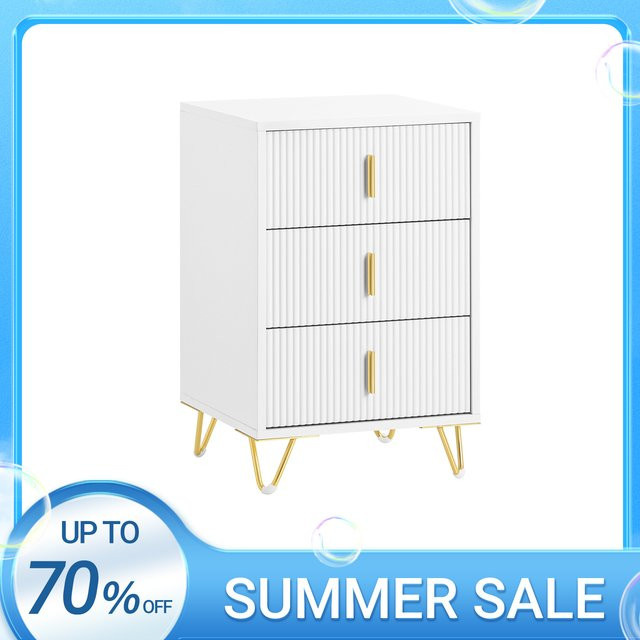 SoBuy Nachttisch FBT115-L mit 3 Schubladen in Weiß, moderner Beistelltisch für Schlafzimmer und Wohnzimmer, B/T/H: 40 x 40 x 40 cm - Bild 1