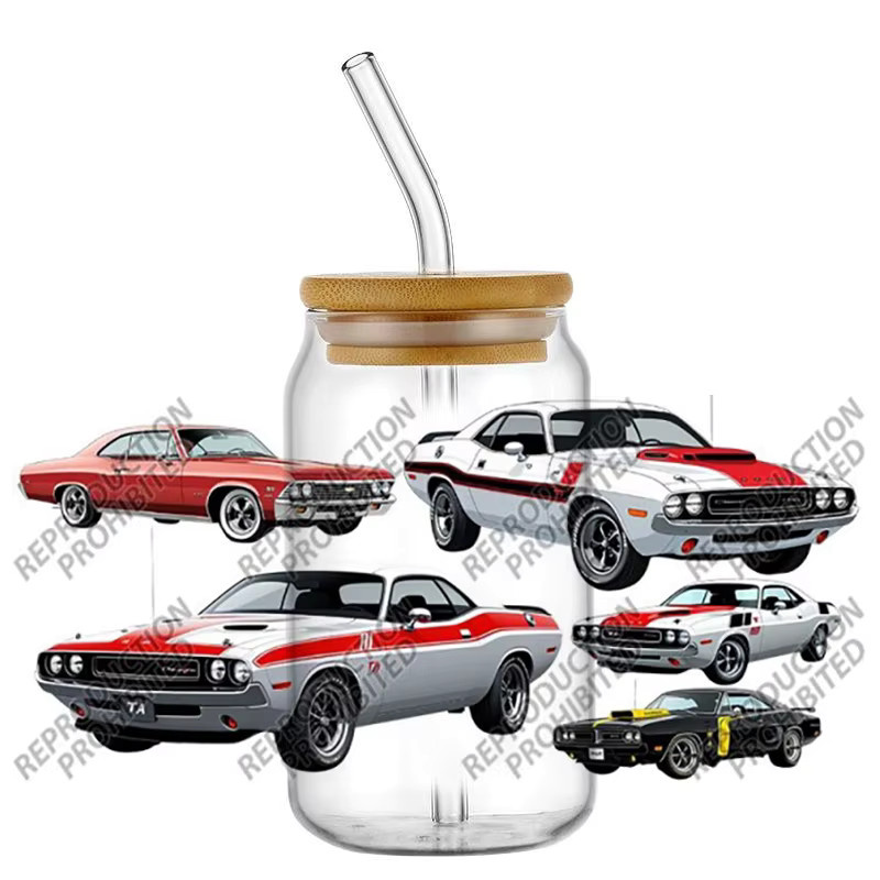 UV DTF 3D-Transferaufkleber Muscle-Car-Supersportwagen für Glas und Becher, Mehrfarbig - Bild 1