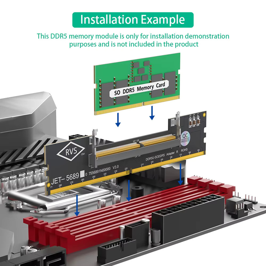 deepartner RAM-Adapter SO-DIMM zu Desktop DDR5 U-DIMM Konverter in Schwarz - Bild 3