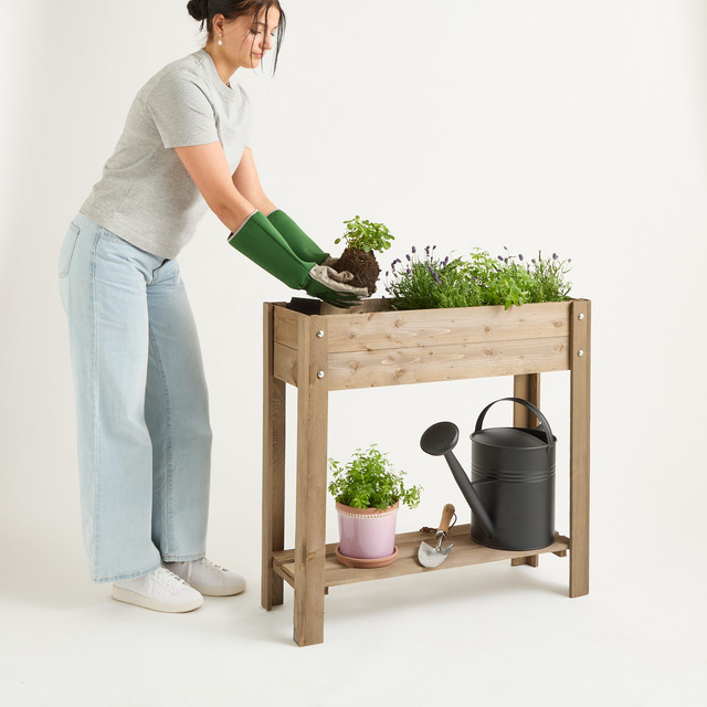 Schmales Hochbeet aus Kiefernholz von BLUME2000 in Braun, B/T/H: 80 x 30 x 78 cm - Bild 1