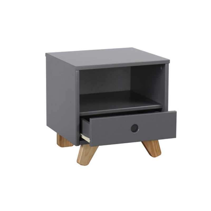 Möbilia Nachttisch aus MDF und Kiefernholz in Grau und Natur, modern und matt - Bild 3