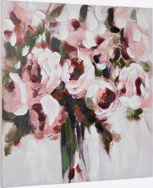 Heine Home Kunstleinwand Blumenstrauß in Rosé-Weiß, Breite: 80 cm, Höhe: 80 cm - Bild 1