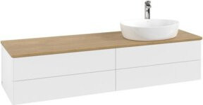 V&B Waschtischunterschrank Antao mit Beleuchtung, Eiche Honig und Weiß Lack, B/T: 160 x 50 cm - Bild 1