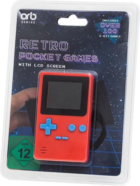 Mad Monkey Handheld Retrokonsole in Rot mit Action-, Adventure- und Platformer-Spielen - Bild 1