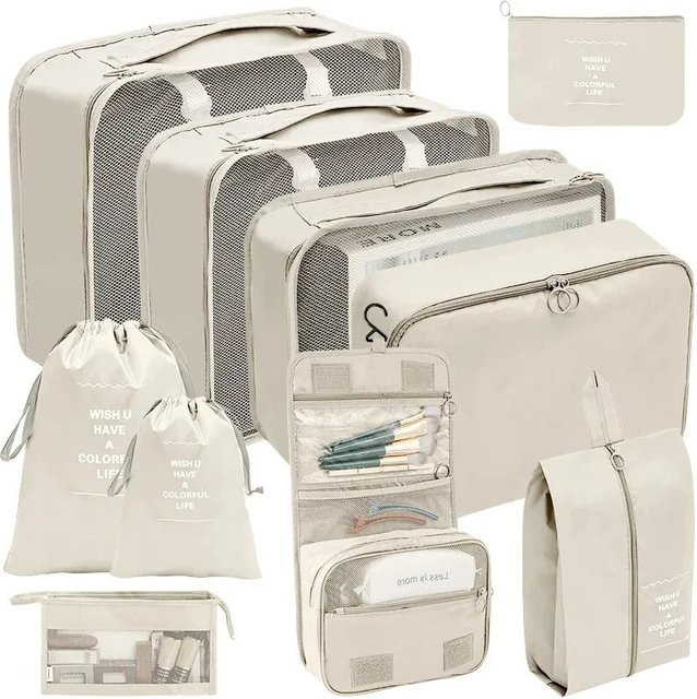 7 bis 10-teiliges Reise-Organizer Set aus Textil in Schwarz zur Kofferorganisation und Kleidungaufbewahrung - Bild 1