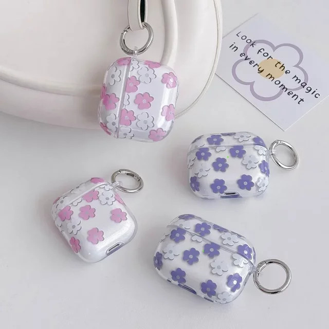 Floral Apple AirPods Pro 2 Hülle mit Blumenmuster aus TPU und Schnalle, Multicolour - Bild 1