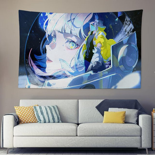 Cyberpunk Edgerunners Anime Wandteppich Neon Night City Illustration von JMG Household Supplies, Mehrfarbig, B: 60 cm, H: 90 cm - Bild 1