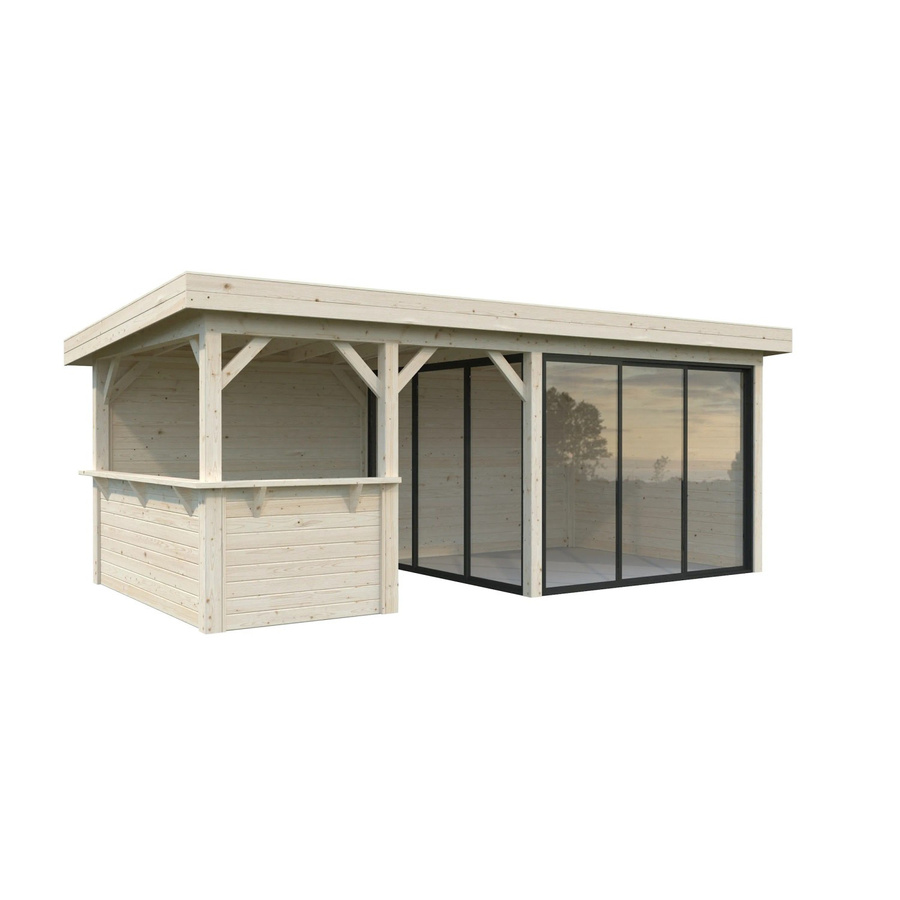 Palmako Pavillon Lenna Set 407 Slide aus Fichtenholz in Braun mit transparenten Elementen, B/H/T: 588 x 245 x 300 cm - Bild 2