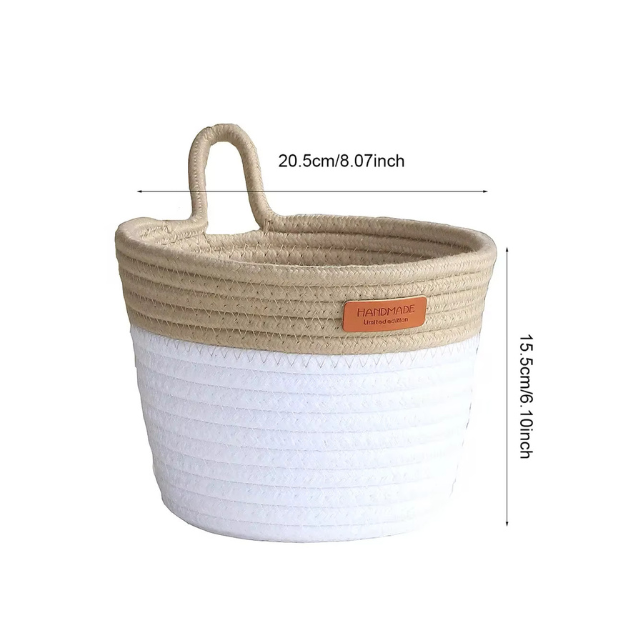 Nordischer Desktop Organizer aus Baumwolle in Weiß zum Aufhängen für Kosmetik und Kleinteile, B/T/H: 15,5 x 20,5 x 15,5 cm - Bild 4