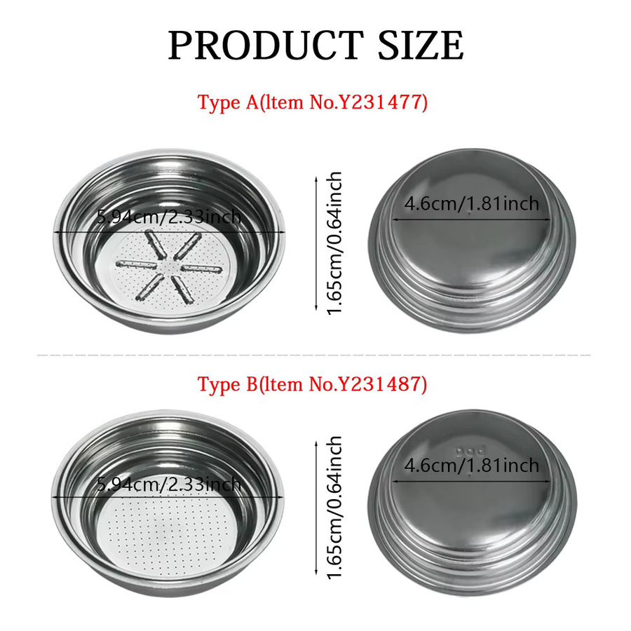 Dalinwell Espresso Filterkorb mit Druckaufschlag und Doppelschicht, 51mm, Edelstahl, Silber - Bild 2