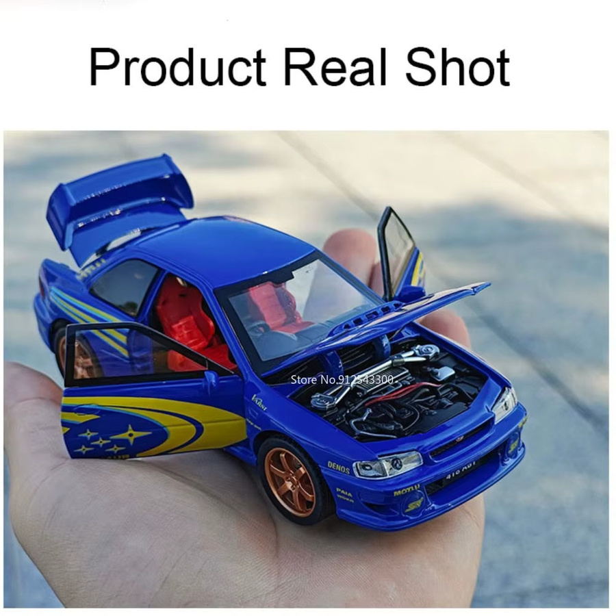 RMZ City Impreza STI Diecast Modellauto in Blau im Maßstab 1:32 mit öffnenden Türen und Stoßdämpfung aus Metall - Bild 4