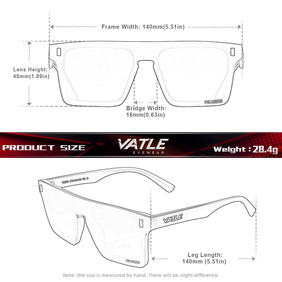 VATLE Sonnenbrille, randlos, Herren, schwarz, Kunststoff, polarisiert - Bild 2