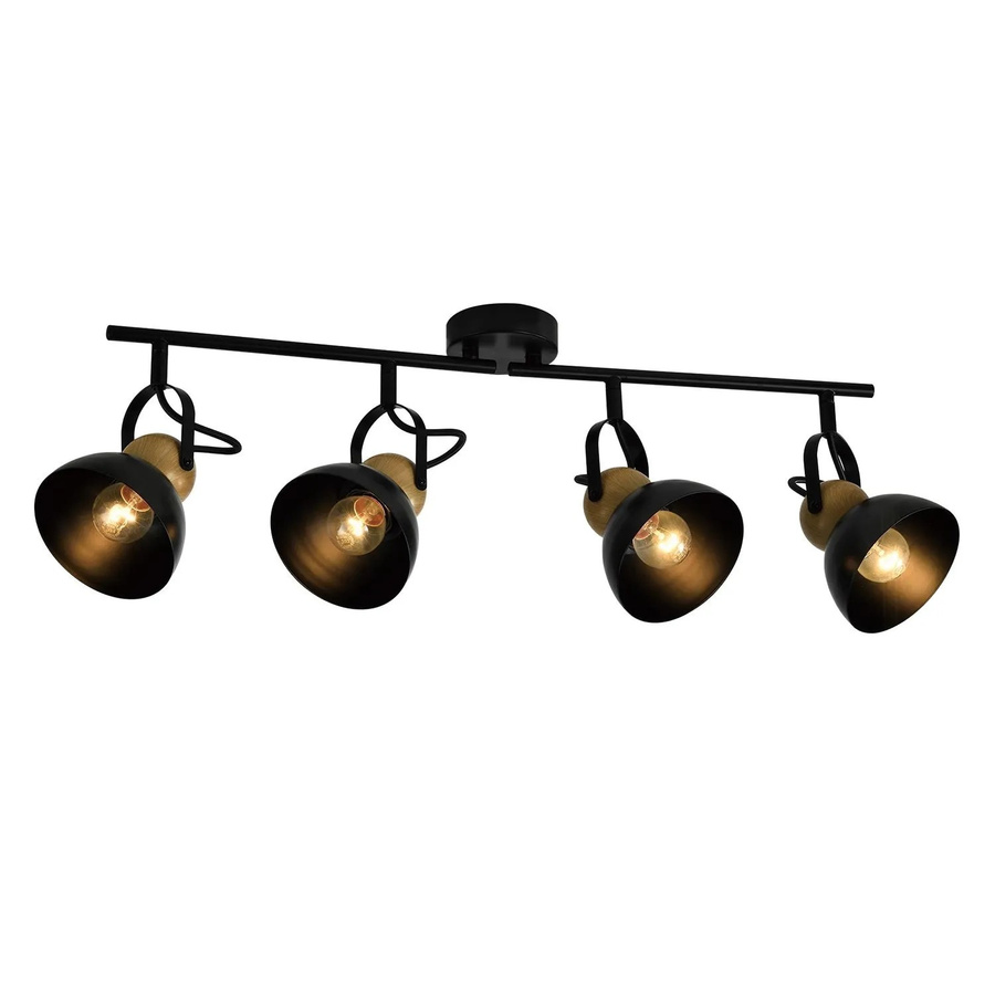 NETTLIFE Deckenstrahler im Industrial Design aus Metall und Holz in Schwarz, verstellbar, E27, Höhe: 66 cm, Breite: 25 cm, Tiefe: 21 cm - Bild 2