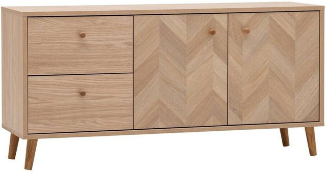 Schildmeyer Lowboard Visby Eiche Fischgrätendesign in Beige B/H/T: 109 x 44,1 x 33,05 cm - Bild 1