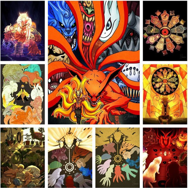 Kayou Naruto Diamantmalerei-Set Nine Big Tails 5D Stickerei in Multicolour, rahmenloses Anime-Kunsthandwerk für die Heimdekoration - Bild 1