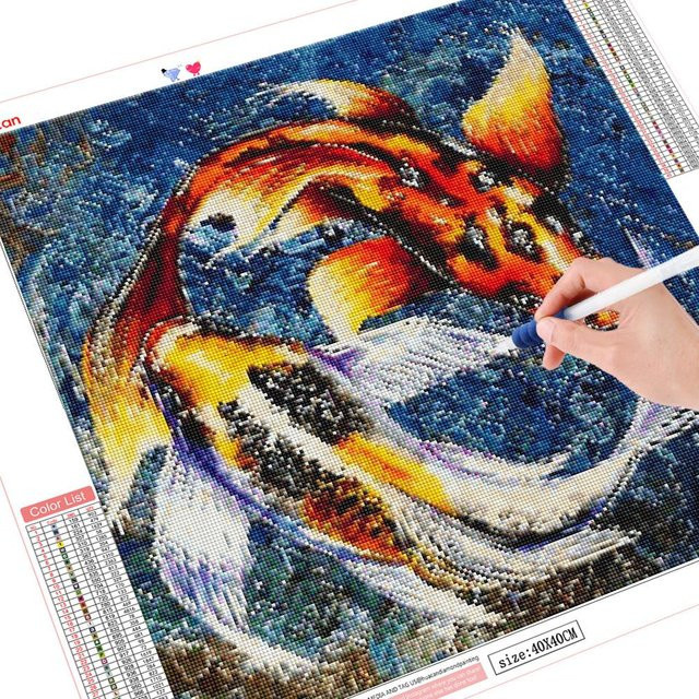 Diamantmalerei FIYO Fisch Cartoon Motiv mit quadratischen Bohrern, Mehrfarbig, B/H: 40 x 40 cm - Bild 1