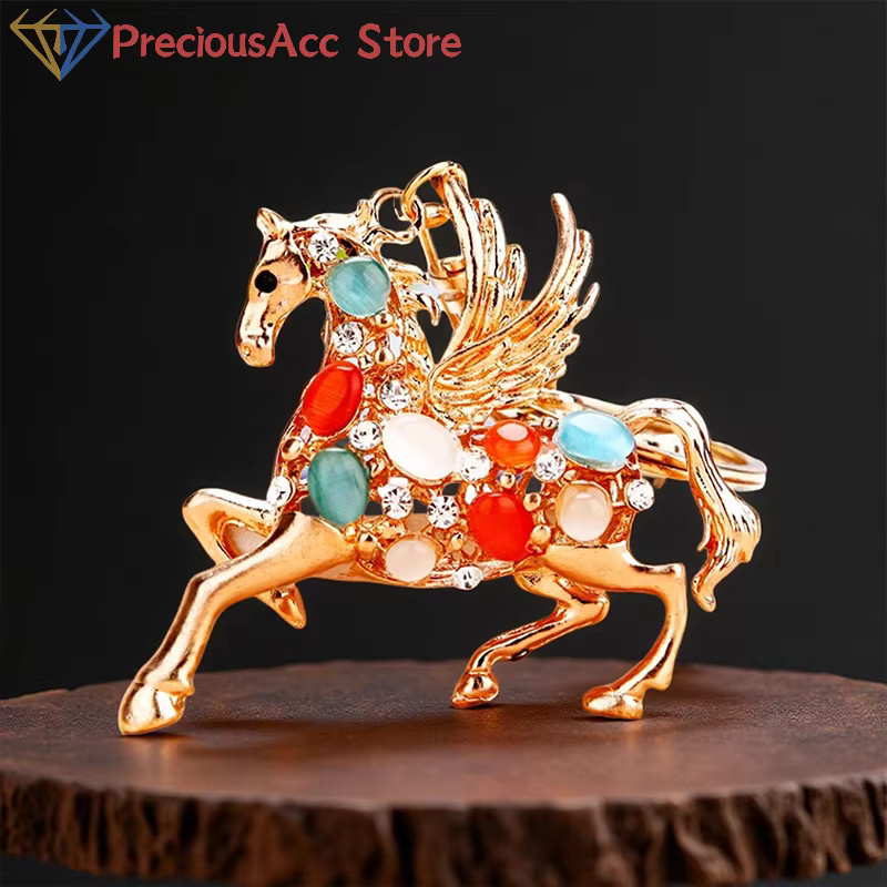 Velishy Schlüsselanhänger Metall, Strass, Pony, Jahr des Pferdes - Bild 1