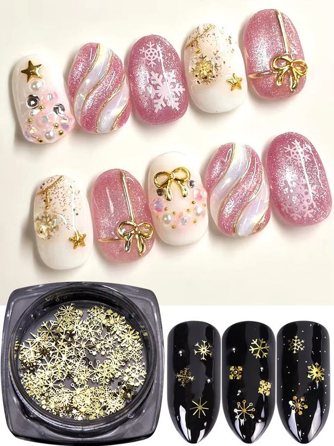 Full Beauty Nail Art Zubehör, 3D Schneeflocke, Metallic Gold - Bild 5