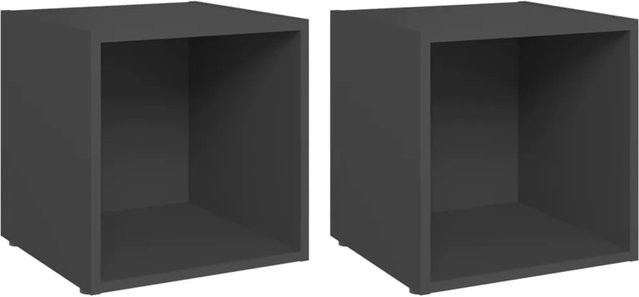 vidaXL TV-Schränke Set aus Holzwerkstoff, 2 Stück, Grau, B/T/H: 37 x 35 x 37 cm - Bild 1
