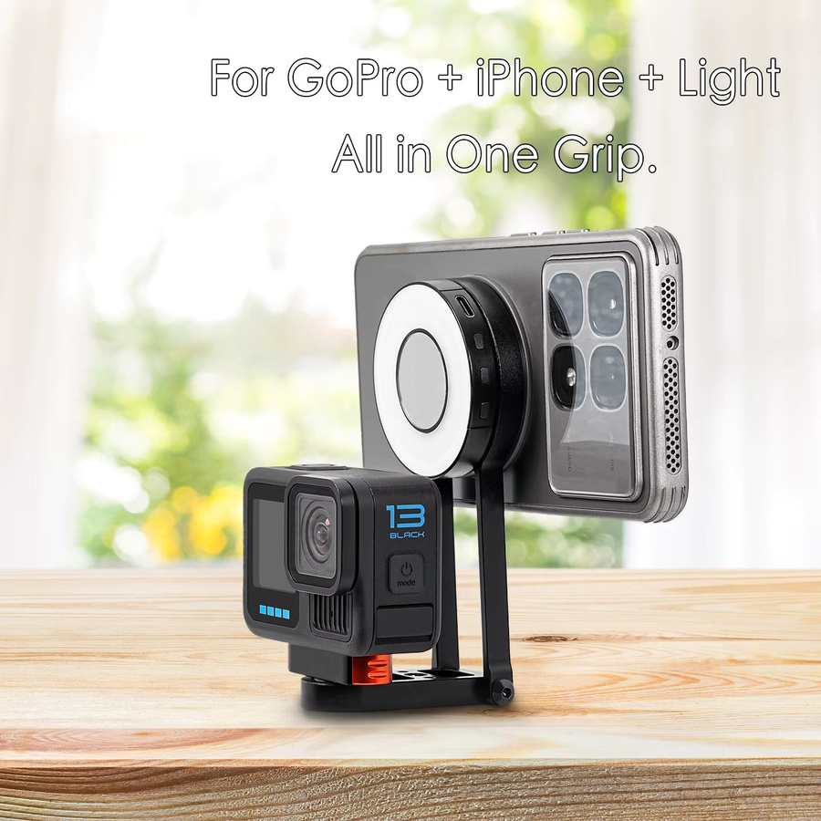 FEICHAO Magnetische Multifunktions-Schnellspannerhalterung für GoPro, DJI und Insta360, 360 Grad drehbar, Schwarz - Bild 2