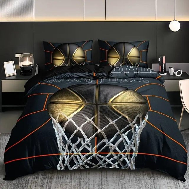 Basketball Bettwäscheset Your Warm Home mit Sport Motiv für Kinder und Jugendliche, Farbe Schwarz, B/H: 135 x 200 cm - Bild 1