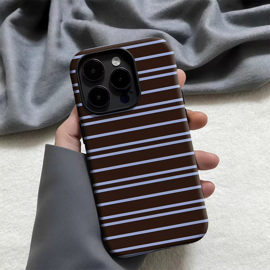Potdemiel Handyhülle Chocolate Sky Stripe für iPhone 17 16 15 14 13 Pro Max Plus mit doppelschichtiger Rückseite in Multicolour und Braun - Bild 4
