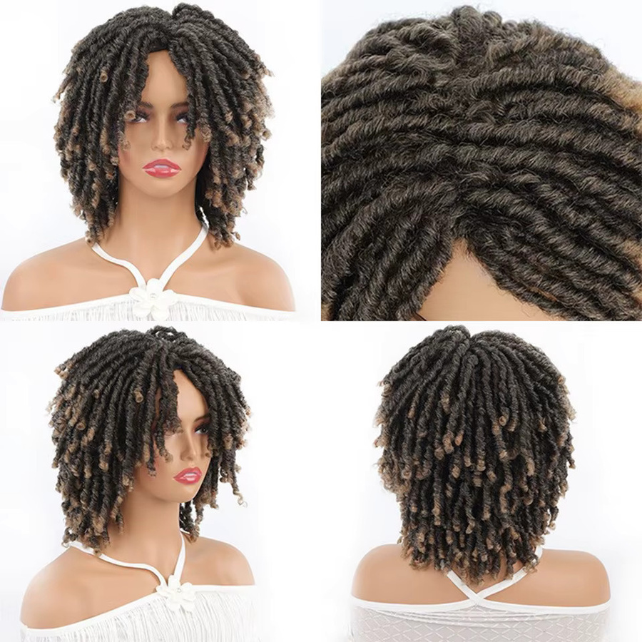 allaosify Dreadlock-Perücke, blond, kurz, lockig, synthetisch - Bild 2