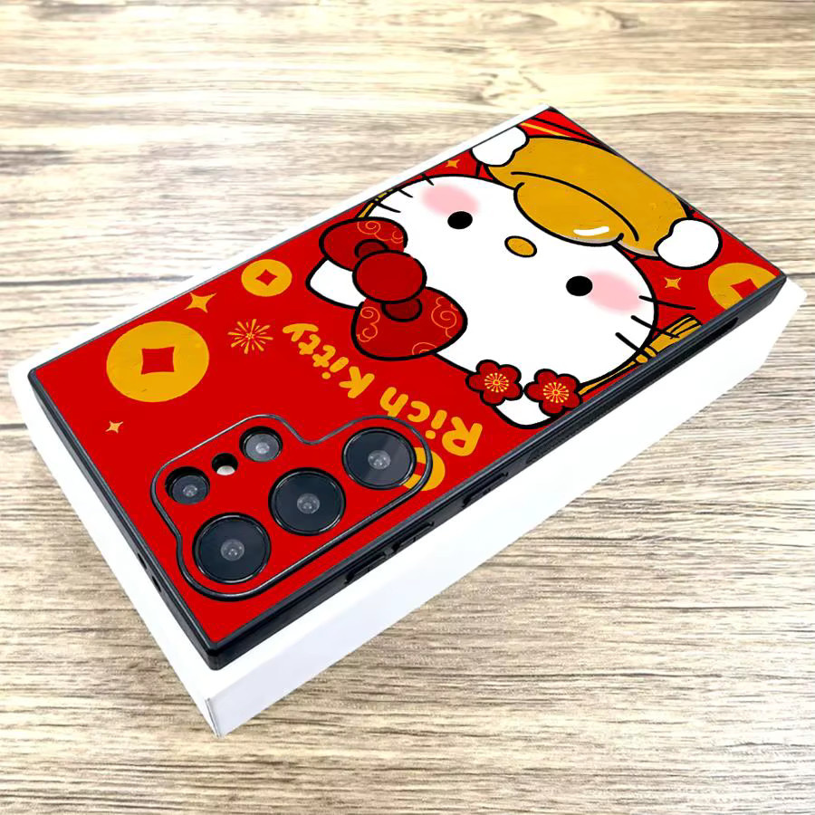 Sanrio Hello Kitty Neujahr Soft Back Phone Cover für Samsung Galaxy S25 Ultra S24 Plus S23 FE S22 S21 S20 und weitere Modelle in Rot - Bild 5