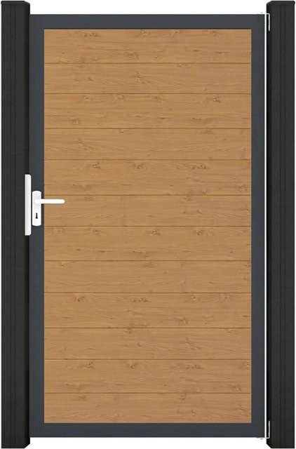 GroJa Tor Basicline 1-flügelig Schmal Asteiche Natur B: 100 cm, H: 180 cm - Bild 1