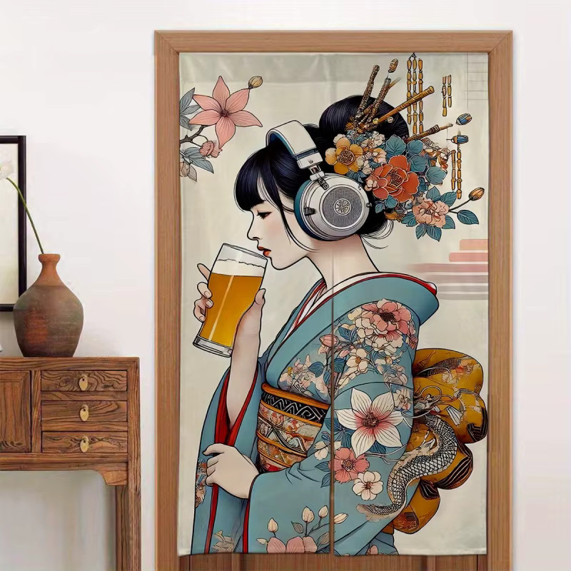 VIKAMA Verdunkelungsvorhänge im japanischen Stil als Raumteiler und Türvorhang, Mehrfarbig - Bild 2