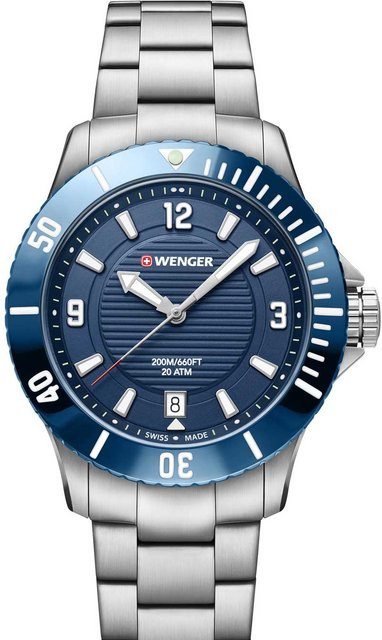Wenger Damenuhr Seaforce, Taucheruhr, Quarz, Edelstahl, Blau, 36 mm, 20 ATM - Bild 1
