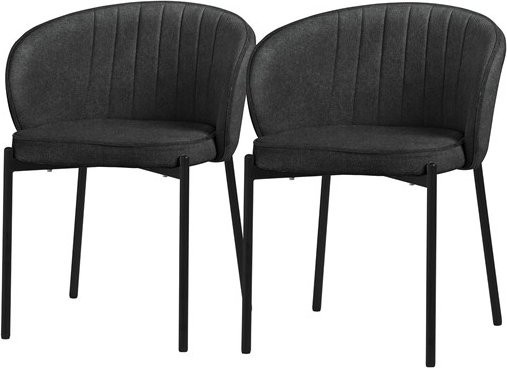 2er Set Esszimmerstühle ML-Design Anthrazit mit Armlehnen und Metallbeinen - Bild 1