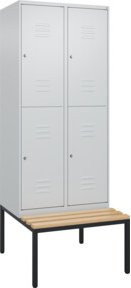 C+P Doppelstock-Spind Classic PLUS Sitzbank mit 2 Abteilen, Buche-Hartholz und Zylinderschloss, B/T/H: 212 x 80 x 81,5 cm - Bild 1