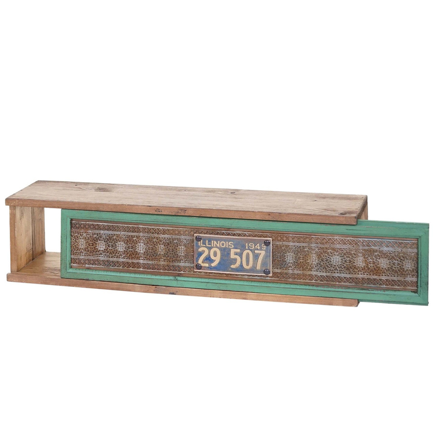 BERLINLODGE Wandregal aus Massivholz Tanne im Shabby-Patchwork-Stil, Farbe Braun/Multicolor, H x B x T: 65 x 16 x 13 cm - Bild 2