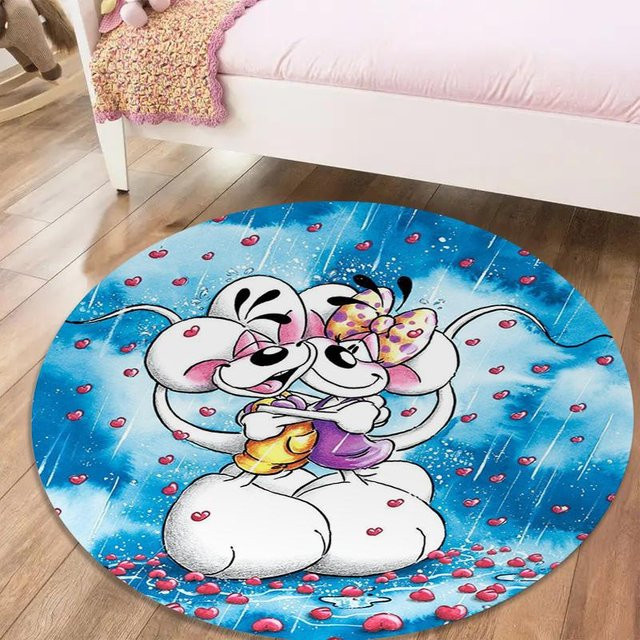 Diddl Runder Teppich On My Love Home mit Kinder-Motiv, Rutschfest und Waschbar, Multicolour, Durchmesser: 120 cm - Bild 1
