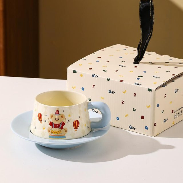 Schnauzer Mengfu Keramik Kaffeetassen-Set mit Untertasse, Mehrfarbig, 450 ml - Bild 1