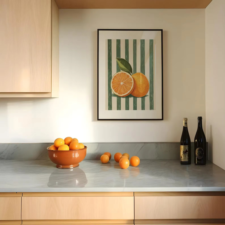 Orangefarbene Wanddekoration mit Orangenfrucht-Motiv im Bauernhaus-Stil von SHENCHEN als rechteckiges Küchenkunstgemälde - Bild 4