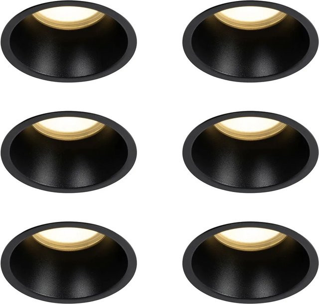 QAZQA Set mit 6 schwarzen Einbauleuchten GU10, IP44, modern, Downlight für Badezimmer, Küche und Wohnzimmer - Bild 1