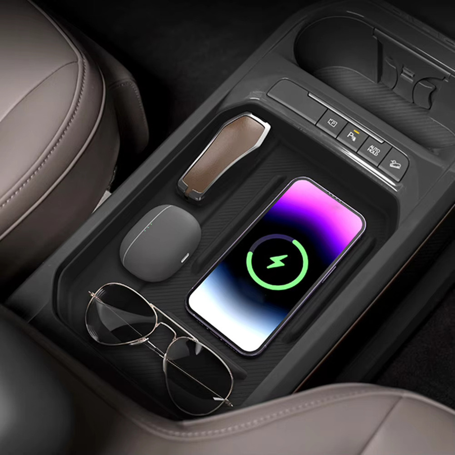 NIGHTKIST Kabellose Silikon-Ladematte für Kia EV5 2023+, Rutschfestes Antirutsch-Pad für das Autotelefon, Schwarz - Bild 3