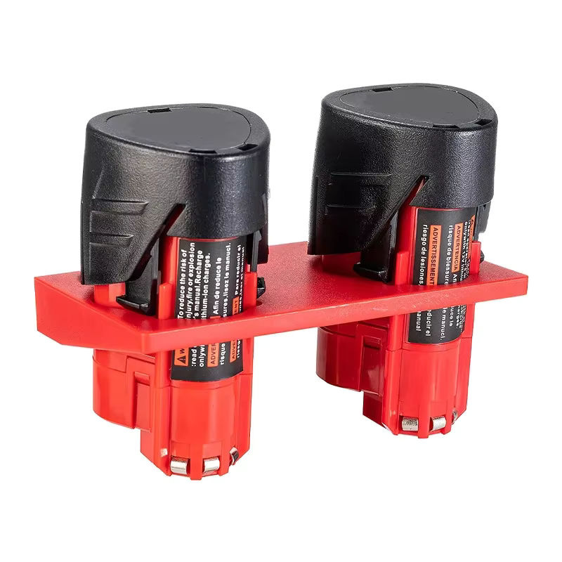 2er-Set Batterie Halter Wandhalterung für Milwaukee 12V Li-Ion Akkus in Rot - Bild 4
