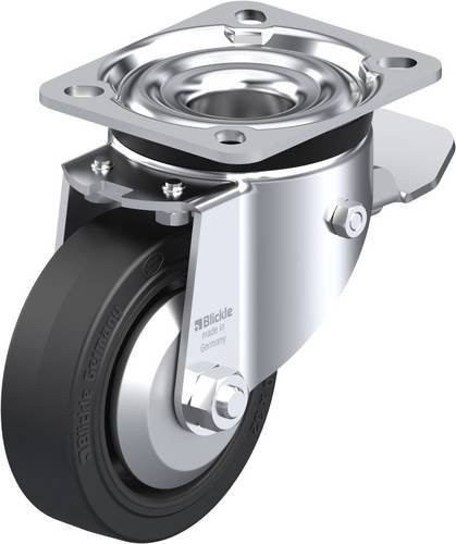 Blickle Lenkrolle LK-POEV 100R-1-ST-FA mit Feststeller in Schwarz und Silber, Rad-Durchmesser: 100 mm, Tragfähigkeit: 200 kg - Bild 1