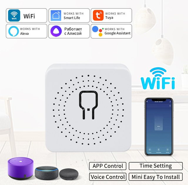 Tuya Smart WiFi Schalter RF433MHz Relaismodul mit 2-Wege-Steuerung in Weiß, kompatibel mit Alexa und Google Home via Smart Life App - Bild 1