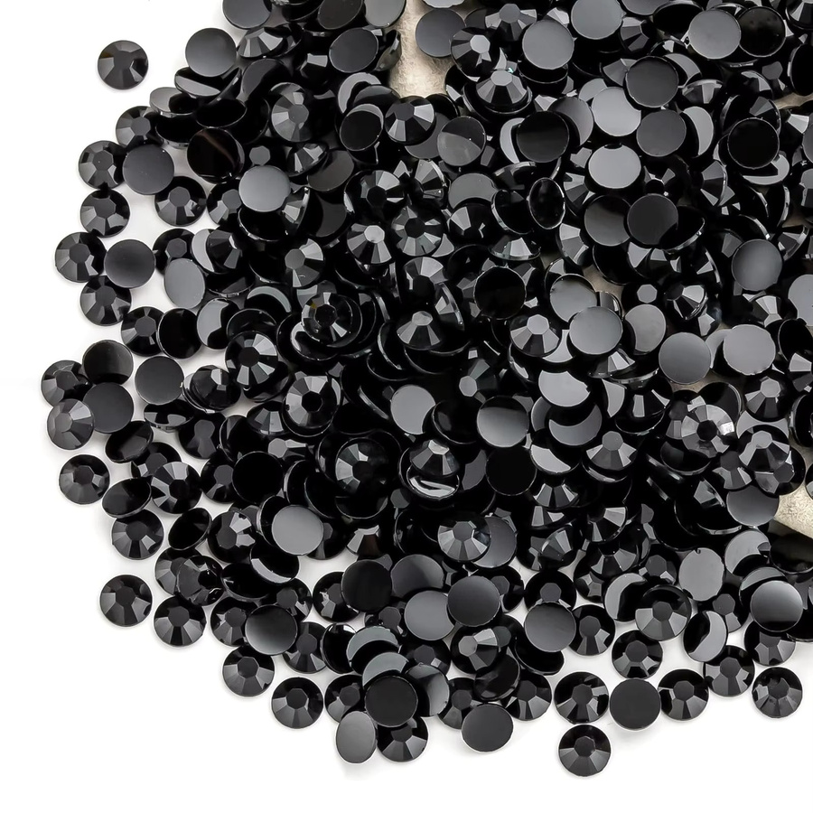 QIAO Harz-Strass-Steine in Schwarz, runde Glas-Kristalle mit flacher Rückseite für DIY-Bastelarbeiten, 2-5 mm - Bild 2