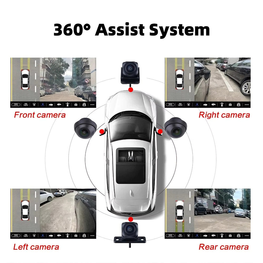 BYNCG 360 Grad Panorama Autokamerasystem in Schwarz mit 4CH AHD 1080P Full HD für Android Autoradio Multimedia zur Vogelperspektive und Rundumansicht - Bild 4