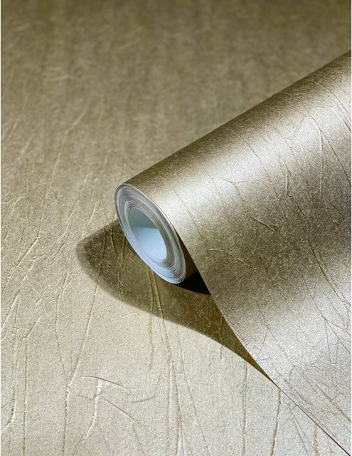 Marburg Vliestapete Uni Crushed-Optik mit Streifen in Gold, Breite: 0,7 m, Länge: 10,05 m - Bild 1