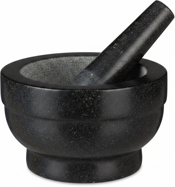 Relaxdays Mörser mit Stößel aus Granit in Schwarz und Grau, Durchmesser: 20 cm - Bild 1