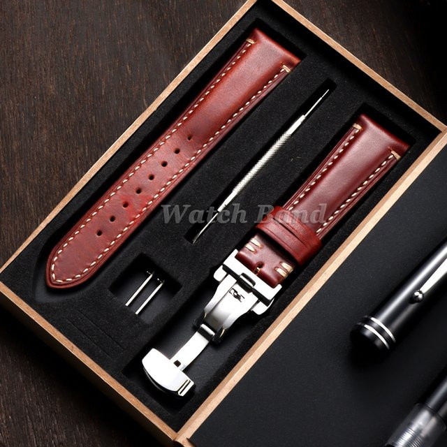 Uhrenarmband Vollnarben-Rindsleder, Schmetterlingsverschluss, Unisex - Bild 1