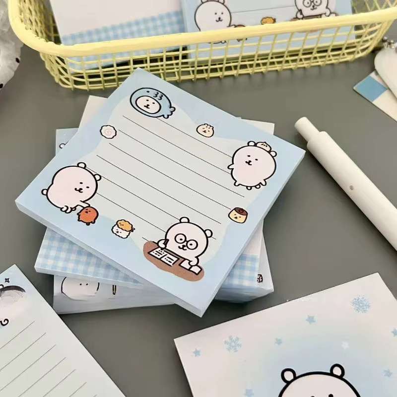 Bunte Haftnotizen mit Cartoon-Bär Motiv, liniertes Papier für Studenten und Schule - Bild 2