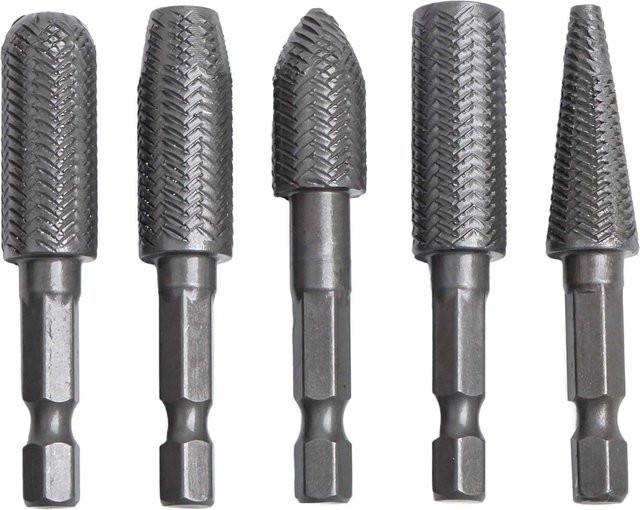 5-teiliges DAZZLEEX Rotary-Raspel-Feilen-Set aus Edelstahl mit 1/4 Zoll Sechskantschaft zum Gravieren, Schleifen und Rillen - Bild 1